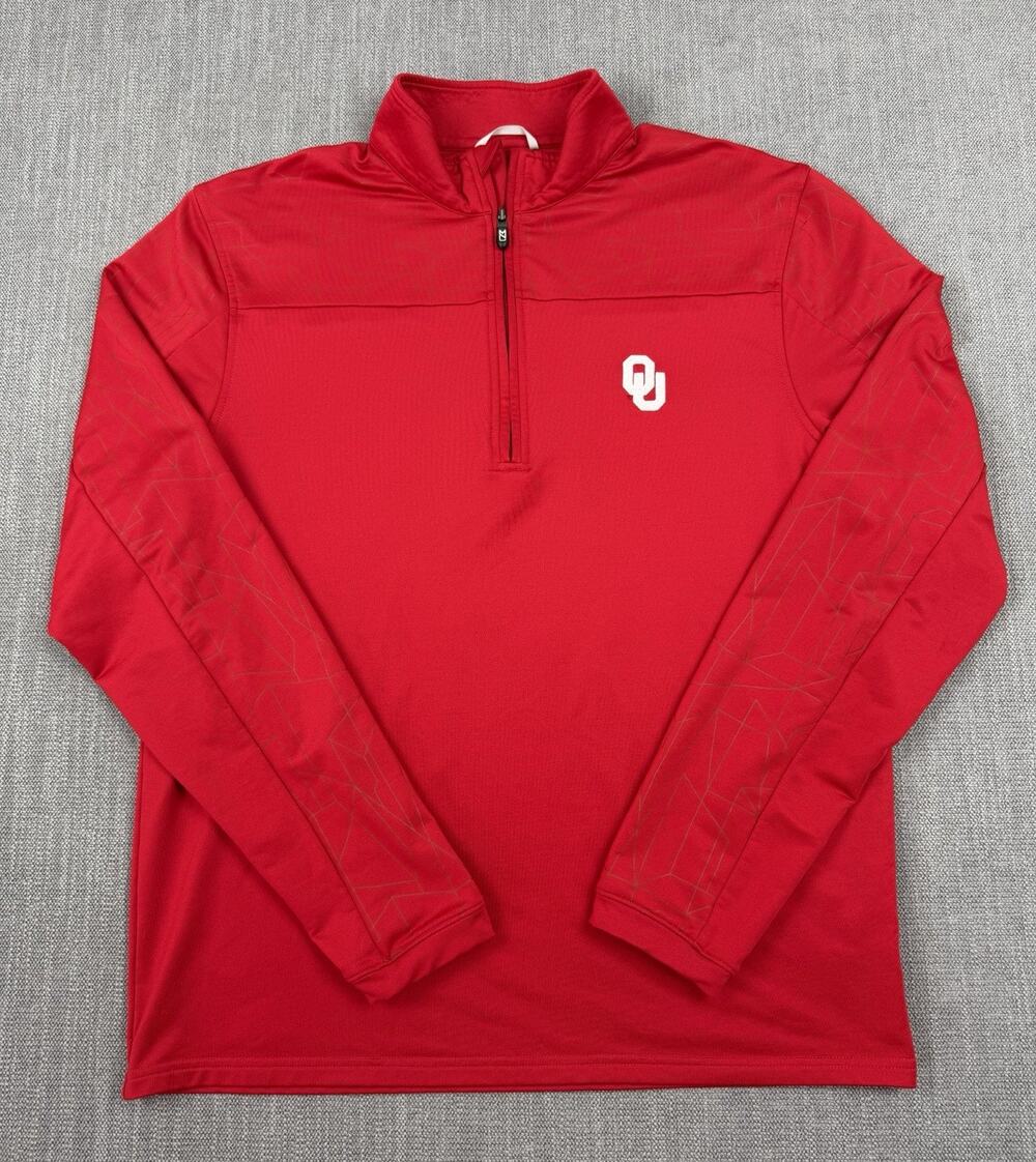 Cutter & Buck OU Sooners CB DryTec 1/4 Zip Pullover Men’s Medium Red Stretch